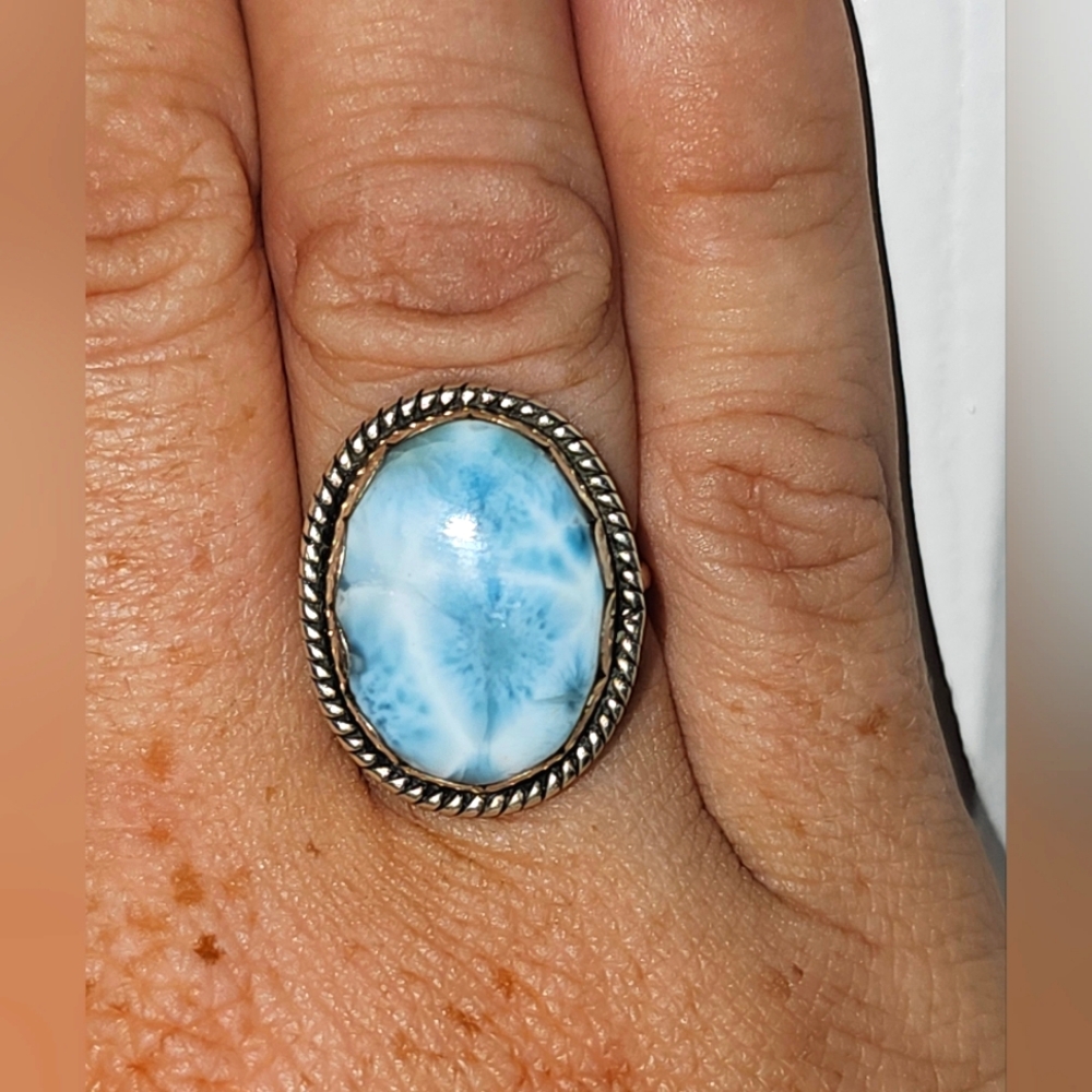 Larimar ring 925